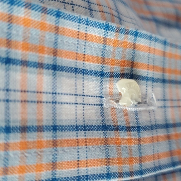 Lands'End blue orange plaid  no iron supima cotton traditional fit  16.5x 32 - Picture 7 of 12